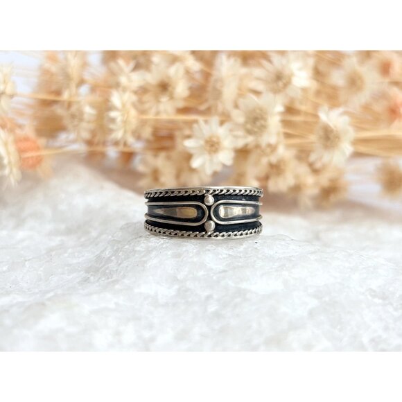 Balinese Inspired Oxidized Beaded 925 Sterling Silver Vintage Ring - sz 4.75 - Picture 9 of 11
